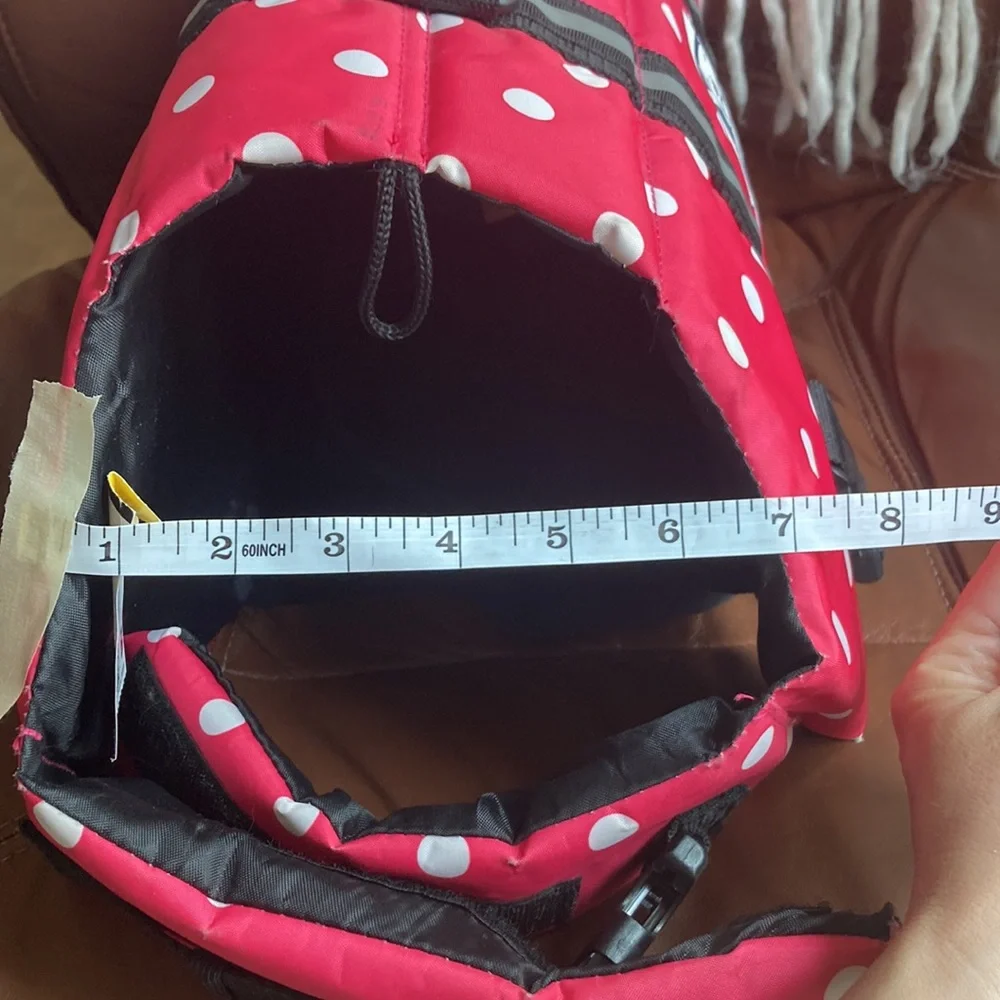 Paws aboard pink white polkadot, Doggie lifevest swim vest